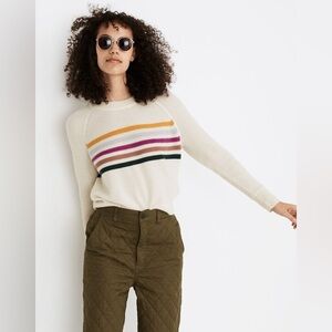 Madewell Cream Cashmere Ribbed Crewneck Sweater